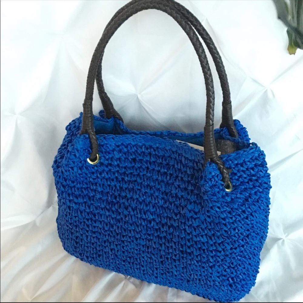 Trendy Blue Rattan Bag - Picture 3 of 5